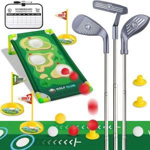 Liberry Kids Golf Club Set for 3 4 5 6 Years Old Boys Girls, Toddler Golf Set with Putting mat, Cornhole Board, Scorecard, Outdoor Indoor Sports Toys Christmas Birthday Gift