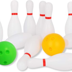 Liberry Kids Toy Bowling Set Includes 10 Plastic Pins & 2 Balls, Toddler Indoor Outdoor Games, Educational Birthday Gifts for Boys Girls Ages 2 3 4 5